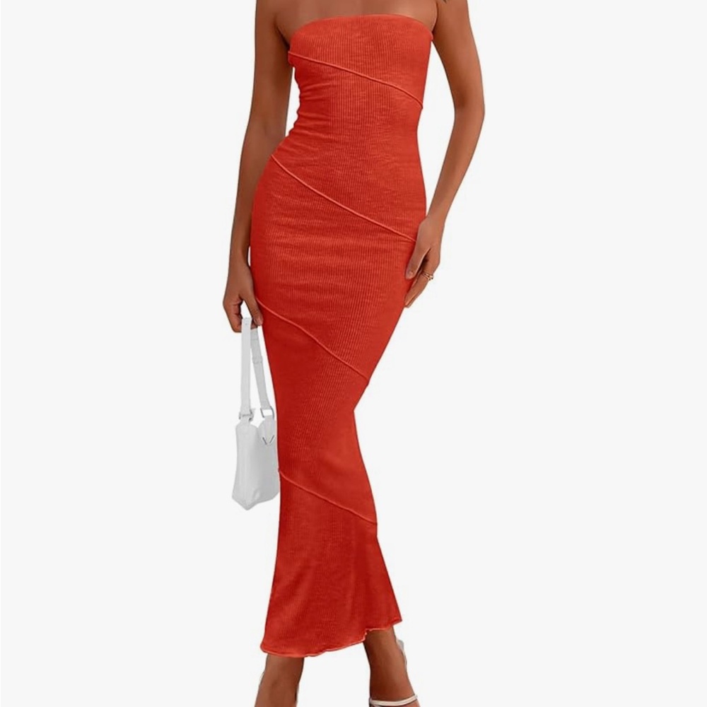 Elegant Strapless Red Dress